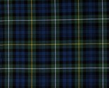 Cotton House of Wales Plaid Patterned Green Navy Fabric Print by Yard D1... - $10.95