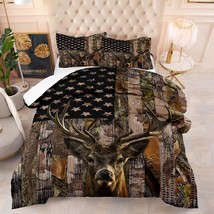 Deer Comforter Sets Twin Size For Boys Kids Teens,American Flag Camo Bedding Set - £58.33 GBP