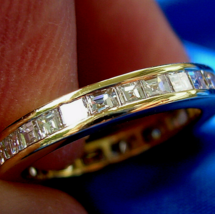 Earth mined Diamond French Square Deco Wedding Band Eternity Anniversary Ring - £5,519.75 GBP