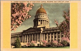Cherry Blossom at Utah State Capitol Building Salt Lake City Utah Vtg Postcard - £4.37 GBP