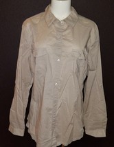 NEW Old Navy Tan Shirt Blouse XL Button Front Long-Sleeves Stretch Sides AS IS - £11.03 GBP