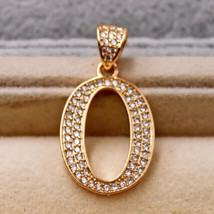 1.20Ct Round Cut Simulated Moissanite &quot;O&quot; Letter Pendant 14K Yellow Gold Plated - £127.04 GBP