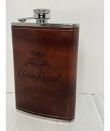 Crown Royal Flask Stainless Steel With Leather Cover/Wrap. 8oz. New Open... - $227.89 MXN