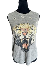 Rare Moon Collection Tiger Star Studded Tank Distressed Tee Sz Small Vintage - $8.98