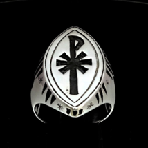 Sterling silver Chi Rho XP ring early Christian monogram Warrior Cross religious - £102.39 GBP
