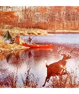 1960s Tense Moment Hunter&#39;s Hunting Buck Whitetail Deer Print Vintage DWJJ4 - $367.32 MXN