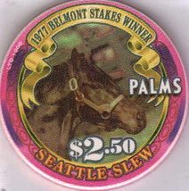 1977 BELMONT STAKES WINNER SEATTLE SLEW $2.50 PALMS Casino Las Vegas CHIP - £8.61 GBP