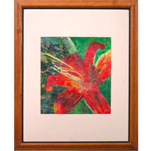 &quot;Red Bloom&quot; by Susan Soffer Cohn Framed Mixed Media on Canvas 22.5&quot; x 18.75&quot; - £935.74 GBP