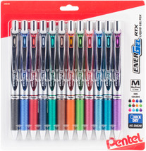 Pentel EnerGel RTX Retractable Liquid Gel Pen .7mm 12/Pkg-Assorted Ink Colors - £28.70 GBP