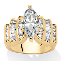 PalmBeach Jewelry 3.63 TCW Marquise-Cut CZ Yellow Gold-Plated Ring - £35.45 GBP