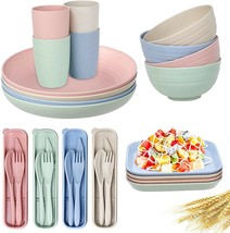 Dinnerware Set Service For 4 Dishes Plates Bowls Cups Mugs Utensils Flat... - £28.67 GBP