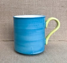 Price Kensington Potteries Arthur Wood Blue Coffee Mug Cup Yellow Handle - $4.95
