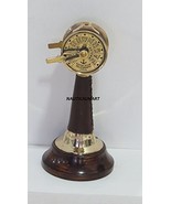 7&quot; LEATHER BRASS TITANIC ENGINE ROOM TELEGRAPH WITH WOODEN BASE HOME DECOR - $59.00