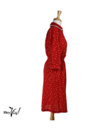 Vintage 70s Jen Jen Red &amp; White Print Day Dress Peter Pan Collar Sz 10 -... - £25.50 GBP