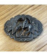 Vintage EJC Pewter Belt Buckle Wild West Rodeo Cowboy Riding Horse 1995 ... - $19.80