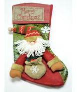 Christmas Stocking Classic Burlap Ornament  18&quot;SANTA CLAUS Stocking - $13.56 CAD