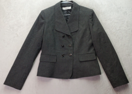 Tahari Blazer Jacket Womens Sz 8 Gray Lined Pockets Double Breasted Button Front - £21.77 GBP
