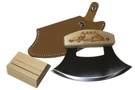 Handmade Birch Wood Handle Ulu Knife - Unique Natural Design Leather She... - $49.38