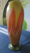 FEATHER GLASS VASE STUDIO 12&quot; PROBABLY LOETZ HAND BLOWN [aB] - £195.56 GBP