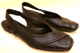 Cole Haan Comfort Slingback Flat Shoes Size-8.5B Black Leather - £39.82 GBP