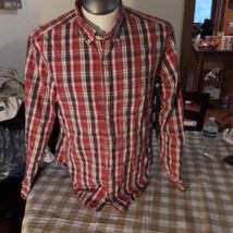 Sunwashed Oxford Red Flannel Shirt, Large Flannel Top, Casual Shirt, Comfortable - £5.18 GBP