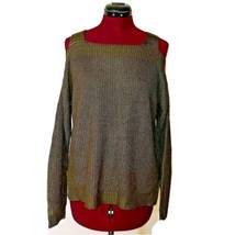 Hooked Up Sweater Olive Women Size Small Side Split Cold Shoulder - £23.20 GBP