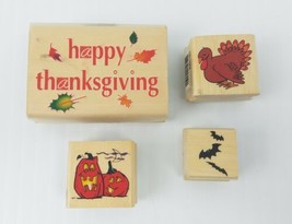 Lot Of 4 Rubber Stamps Thanksgiving/Halloween By Stamps, Etc. Wood Mounted - £11.10 GBP