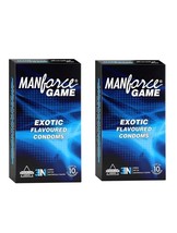 Manforce GAME 3-In-1 Ribbed-Dotted-Contoured-Exotic flavoured Condoms -1... - £8.67 GBP