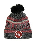 Oklahoma OK Patch Fade Out Cuffed Knit Winter Pom Beanie Hat (Gray/Burgu... - £11.95 GBP