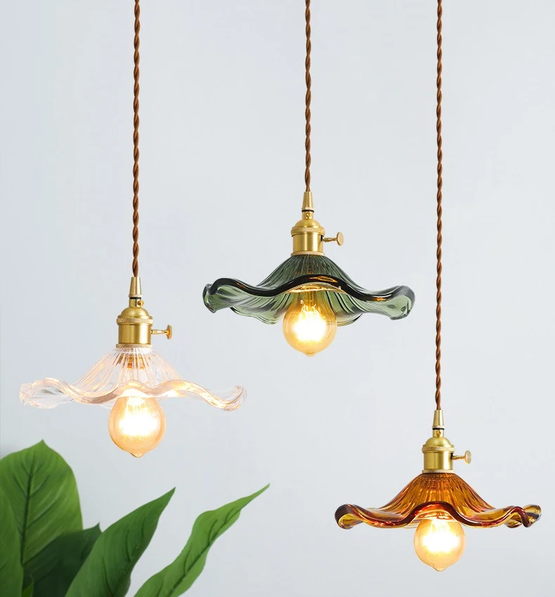 Nordic Pendant Lights Flower Glass Hanging Lamps Home Decoration Lightin... - £43.58 GBP