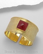 Gorgeous Designer filigree cuff bracelet deep red onyx Grecian 18K gold plating - £51.06 GBP