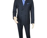 Men Suit BERLUSCONI Turkey Italian Wool 180&#39;s Double Breasted UGS94-12 Navy - $299.99