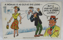 1956 Petley Laff Card Phoenix AZ Man Ain&#39;t Old Till He Stops Lookin Post... - $4.94
