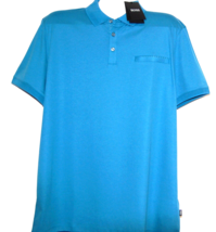 HUGO BOSS Teal Blue 100% Cotton Regular Fit MEN&#39;S Polo Shirt Size 2XL - £87.19 GBP