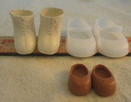 Vintage 3 PAIR SMALL  Baby DOLL Shoes BOOTS  doll parts  PLASTIC - £10.76 GBP