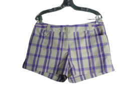 Adidas Golf Fashion Performance Plaid Mid Rise Shorts Purple White Size 8 - $16.82