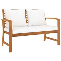 Garden Bench 120 cm with Cream Cushion Solid Wood Acacia - £90.63 GBP