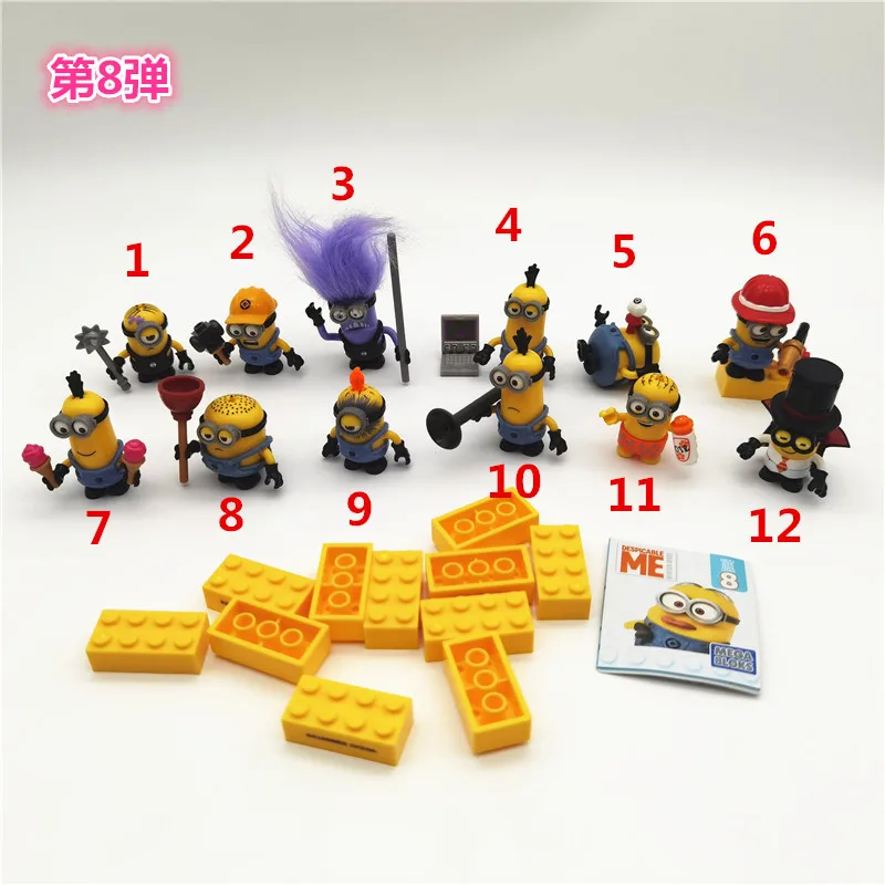 12Pcs/ Bag Mega Bloks Series 8 Despicable Me Minionsanime Action Figure Mini - $92.19