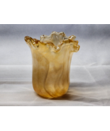 Vintage Lavorazione Arte MURANO Style 5&quot; PEACHES &amp; CREAM Vase - Italy Ar... - $22.75
