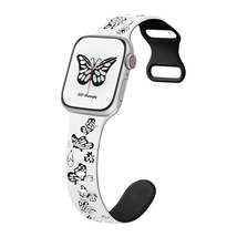 Colorful Butterfly Pattern 8-shaped Buckle Silicone Watch Band, For Apple Watch  - £11.67 GBP