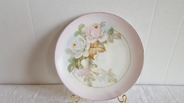Beautiful Hand Painted Royal Rudolstadt Prussia Pink White Rose Bouquet Plate - £9.57 GBP