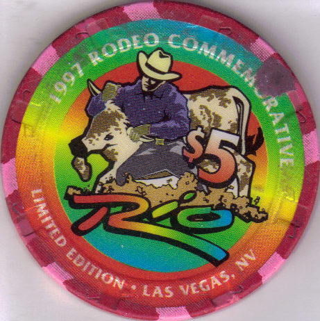 1997 RODEO Commemorative Limited Edition $5 RIO Casino Chip - $10.95