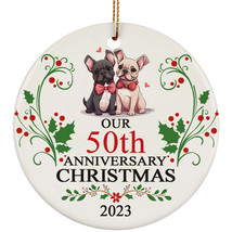 Our 50th Anniversary 2023 Ornament Gift 50 Years Christmas French Bulldog Couple - £11.83 GBP