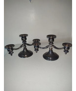 Pair of 3 Light Candelabrum Candlesticks Silver Plate Candelabra - $54.45