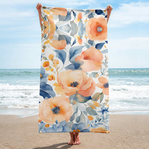 New Floral Beach Towel 30 in x 60 in Peach Color Print One Side Absorbent - £19.30 GBP