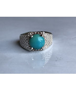 AAA quality natural Arizona turquoise ring for men in 925 sterling silver - £131.10 GBP