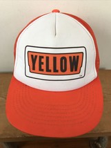 Yellow Logo Construction Orange Mesh Polyester Baseball Cap Trucker Hat ... - £23.91 GBP