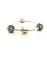 Vintage Sterling Pandora Heart Mom Love Symbol Pave CZ Charm Bracelet sz... - €123,81 EUR
