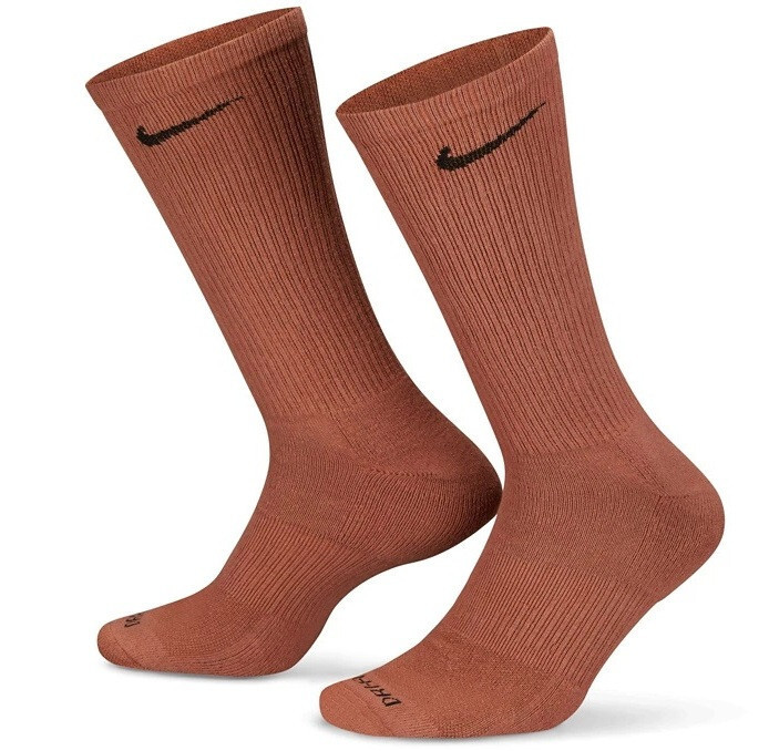DISCONTINUED NIKE EVERYDAY PLUS Cushion Crew Socks BROWN BRONZE BLACK ME... - $16.82