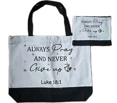 Christian ~ Canvas Tote Bag w/Handle &amp; Makeup Bag w/Zip Closure ~ Bible ... - $25.00